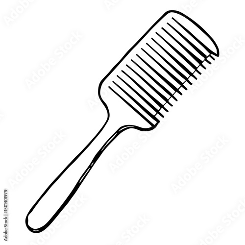 "Minimalist Line Art of Hair Comb – Black and White Vector Illustration"