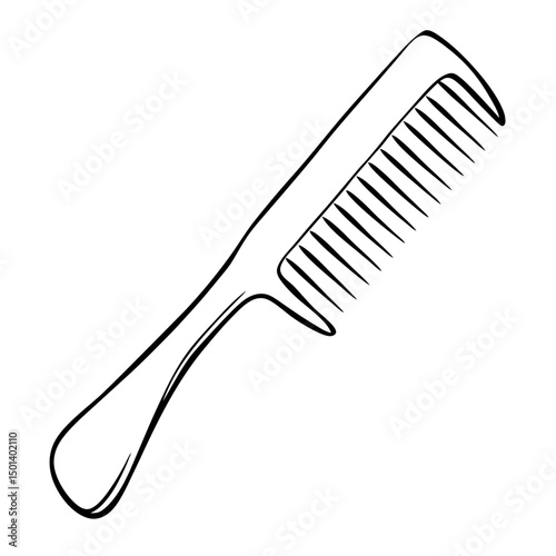 "Minimalist Line Art of Hair Comb – Black and White Vector Illustration"