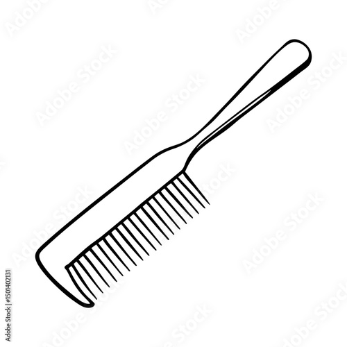 "Minimalist Line Art of Hair Comb – Black and White Vector Illustration"