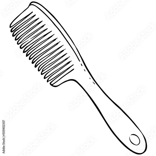 "Minimalist Line Art of Hair Comb – Black and White Vector Illustration"