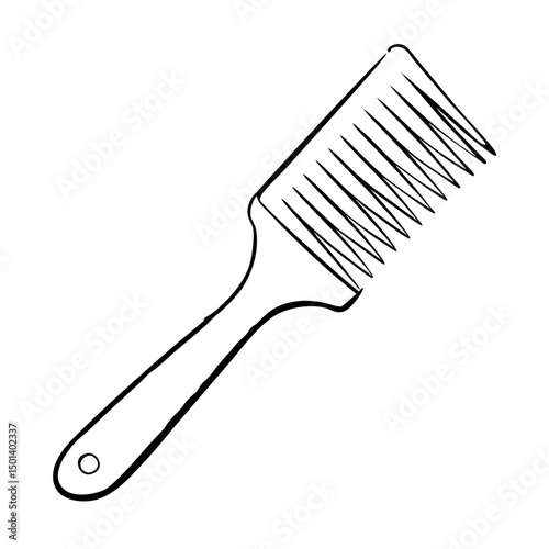 "Minimalist Line Art of Hair Comb – Black and White Vector Illustration"