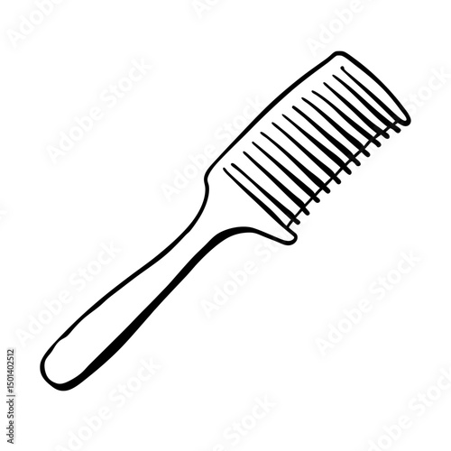 "Minimalist Line Art of Hair Comb – Black and White Vector Illustration"