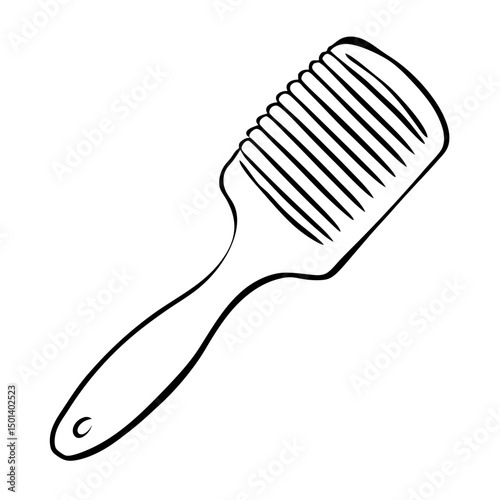 "Minimalist Line Art of Hair Comb – Black and White Vector Illustration"