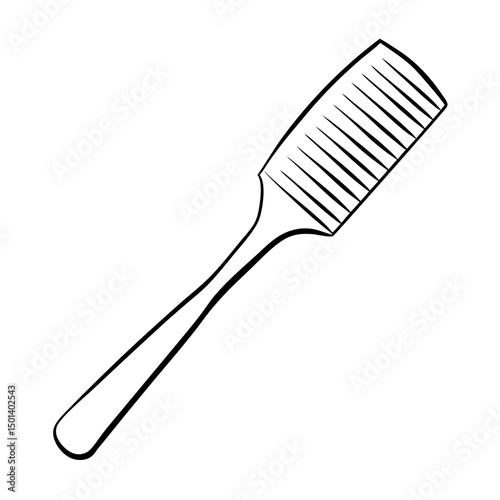 "Minimalist Line Art of Hair Comb – Black and White Vector Illustration"