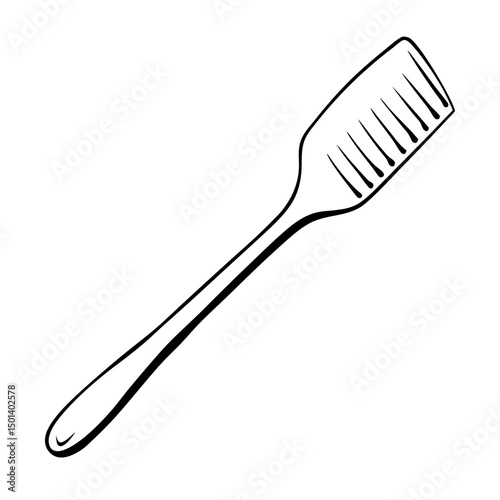 "Minimalist Line Art of Hair Comb – Black and White Vector Illustration"