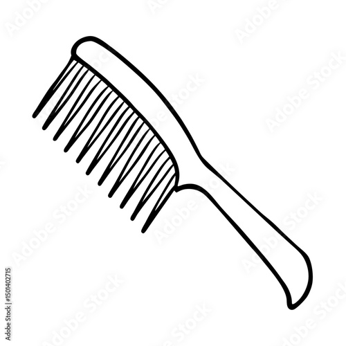 "Minimalist Line Art of Hair Comb – Black and White Vector Illustration"