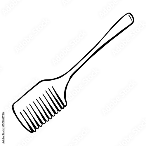 "Minimalist Line Art of Hair Comb – Black and White Vector Illustration"