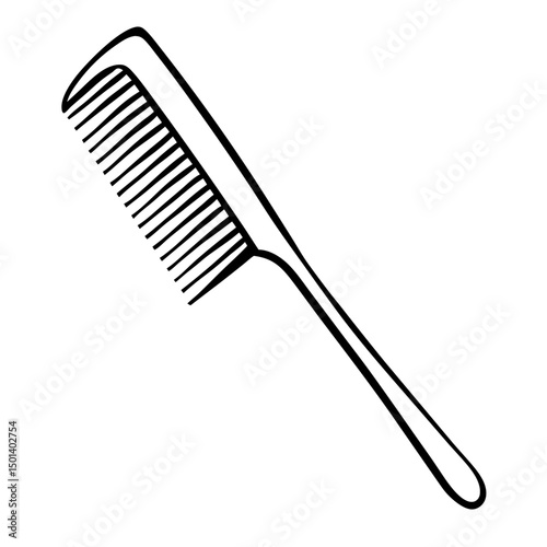 "Minimalist Line Art of Hair Comb – Black and White Vector Illustration"
