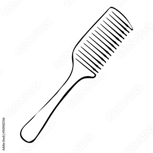 "Minimalist Line Art of Hair Comb – Black and White Vector Illustration"