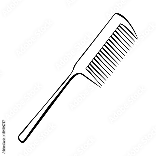 "Minimalist Line Art of Hair Comb – Black and White Vector Illustration"