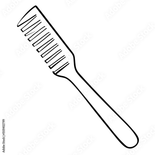 "Minimalist Line Art of Hair Comb – Black and White Vector Illustration"