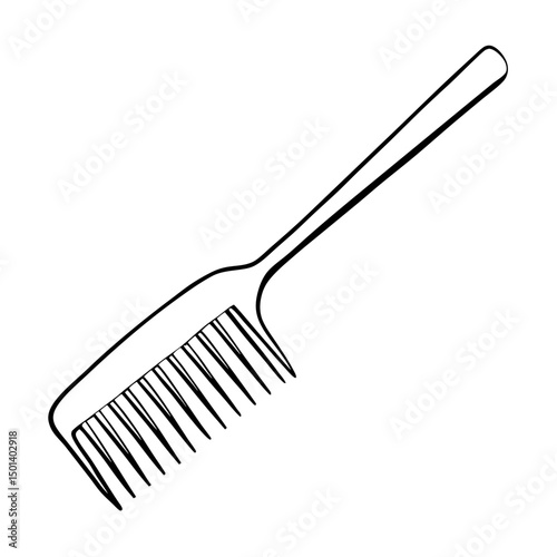 "Minimalist Line Art of Hair Comb – Black and White Vector Illustration"