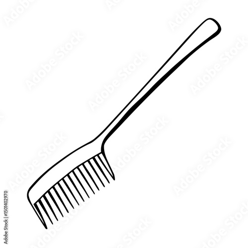 Minimalist Line Art of Hair Comb – Black and White Vector Illustration"

