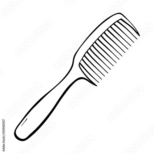 Minimalist Line Art of Hair Comb – Black and White Vector Illustration"


