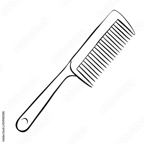Minimalist Line Art of Hair Comb – Black and White Vector Illustration"

