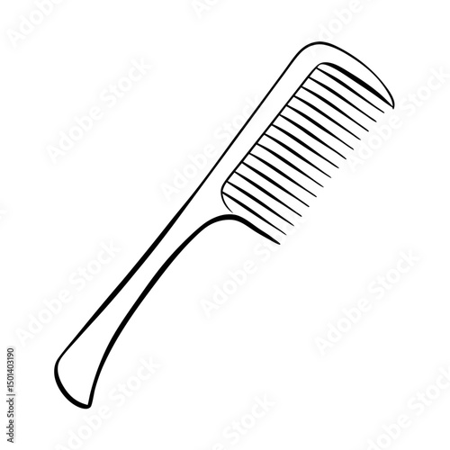Minimalist Line Art of Hair Comb – Black and White Vector Illustration"

