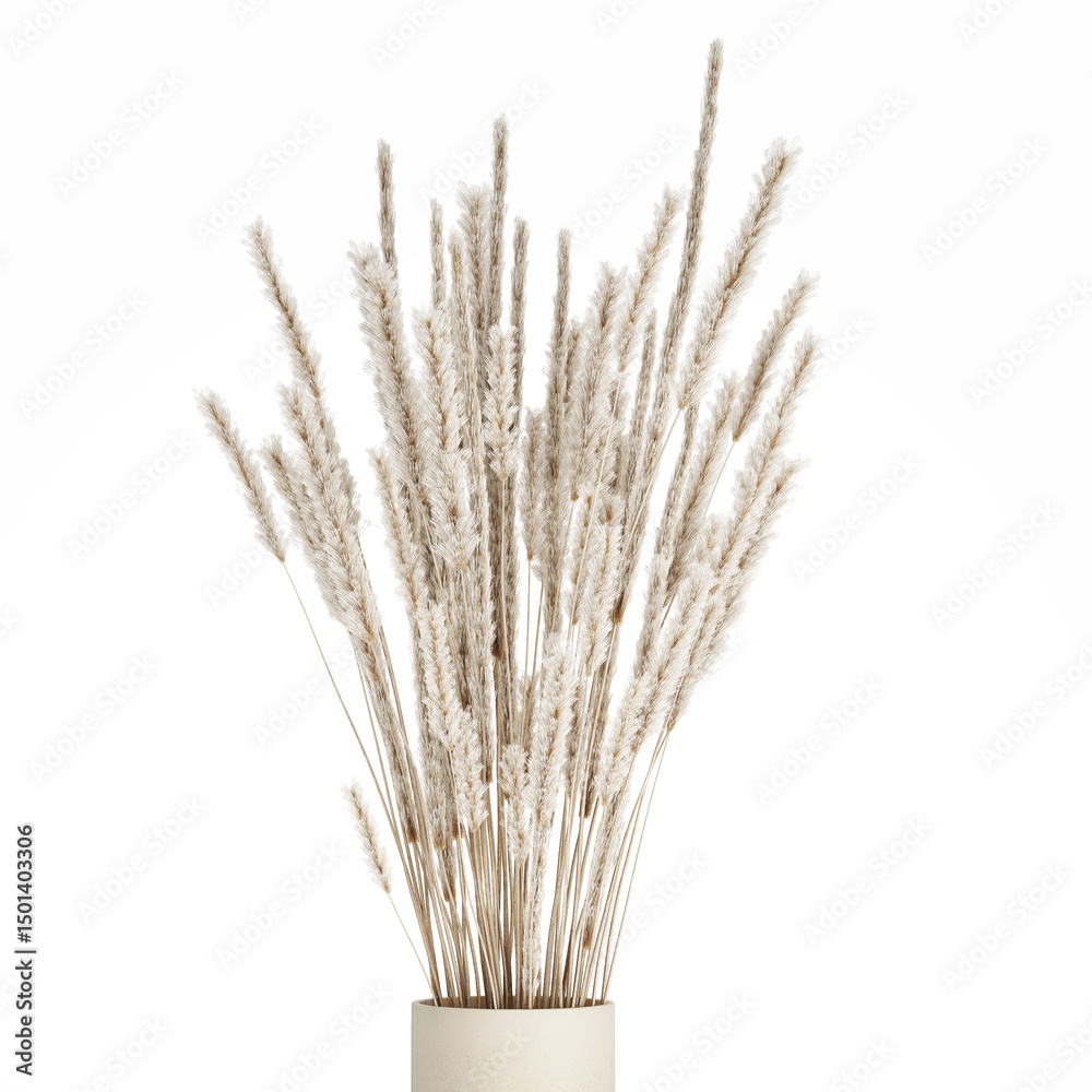 Fototapeta premium 3D illustration Floral white bouquet of dried flowers with branches of cortaderia pampas