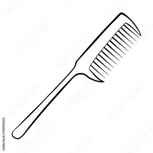 Minimalist Line Art of Hair Comb – Black and White Vector Illustration"

