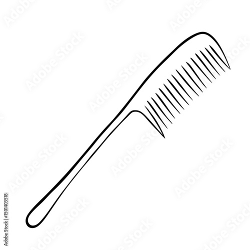 Minimalist Line Art of Hair Comb – Black and White Vector Illustration"

