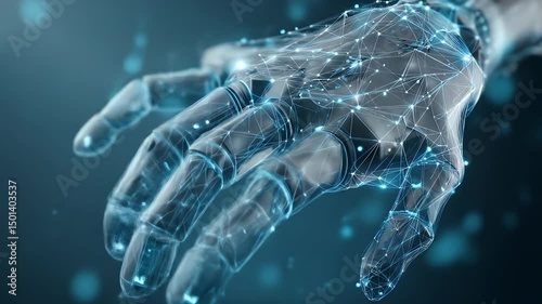 Wallpaper Mural Digital hand with glowing blue wireframe structure Torontodigital.ca