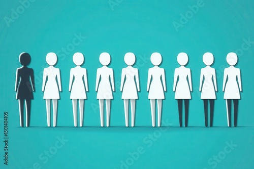 Diversity Representation Concept with Gender Equality, Unique Figure Among Uniformity, Individuality in Society, Standing Out in a Group