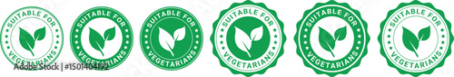 green natural food label badges with leaf icon used for organic, healthy, eco-friendly product packaging	
