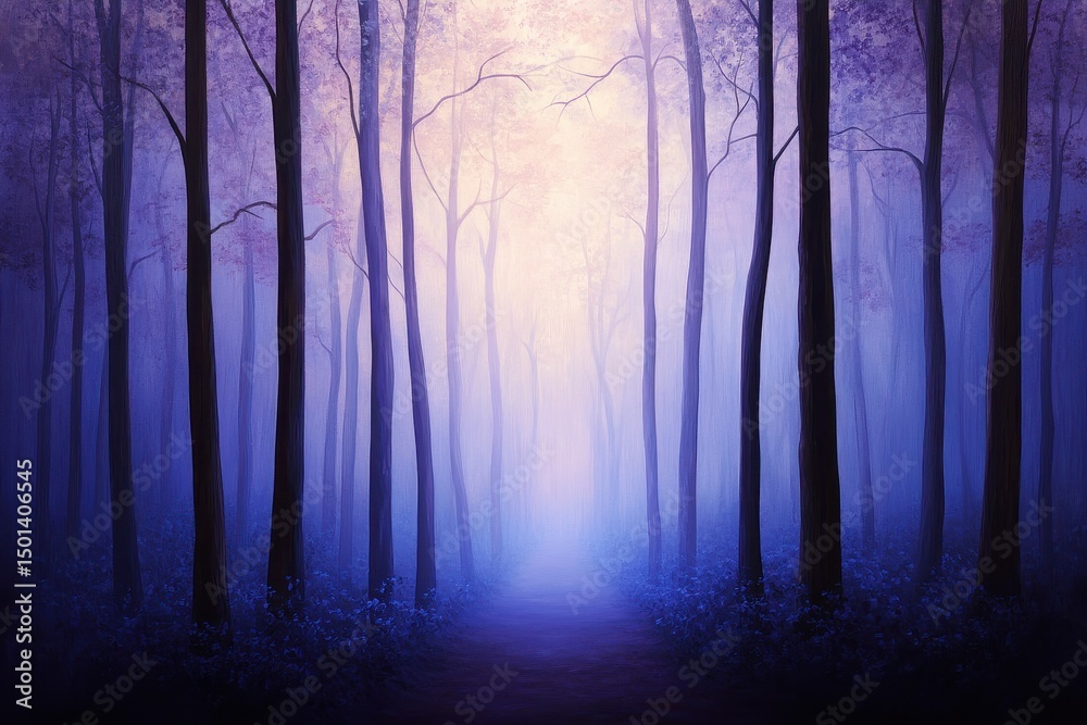 Naklejka premium Dreamy blue forest