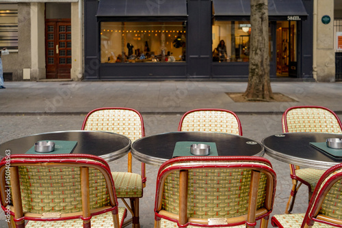 Fototapeta Naklejka Na Ścianę i Meble -  parisian cafe and bistro terrace, Montorgueil district