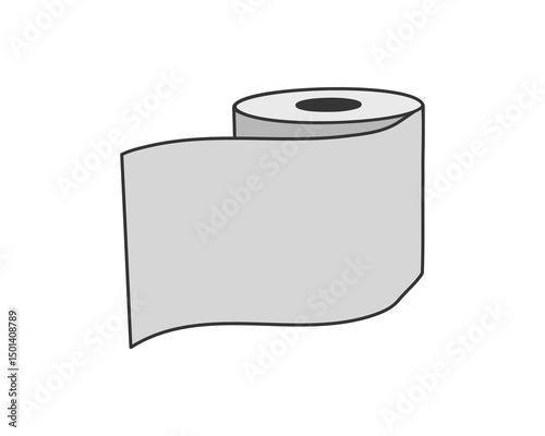 Simple illustration of a roll of toilet paper, perfect for representing hygiene, cleanliness, or the concept of readily available resources.
