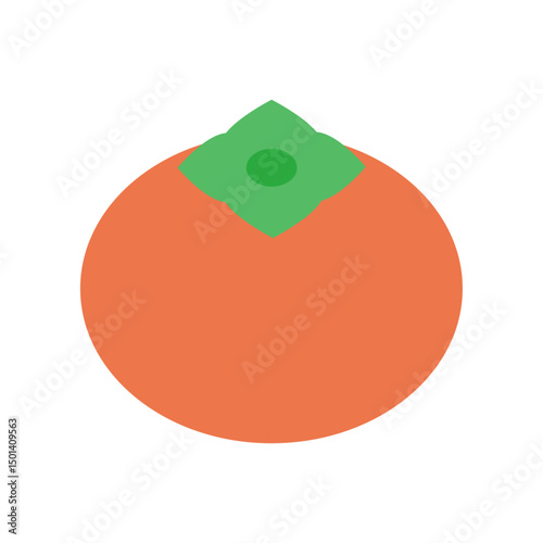 シンプルな柿のイラスト：秋のアイコン・食べ物 - Simple Persimmon Illustration: Autumn Icon and Food