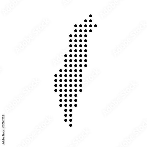 Israel country dotted map. Black spot pixel illustration isolated on white background. Vector circle mosaic.