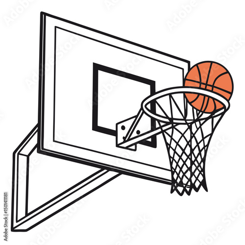 Basketball and net icon vector on white background. Adobe Illustrator Artwork