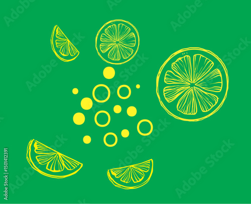 Lime & lemon with bubbles for packaging vector artwork