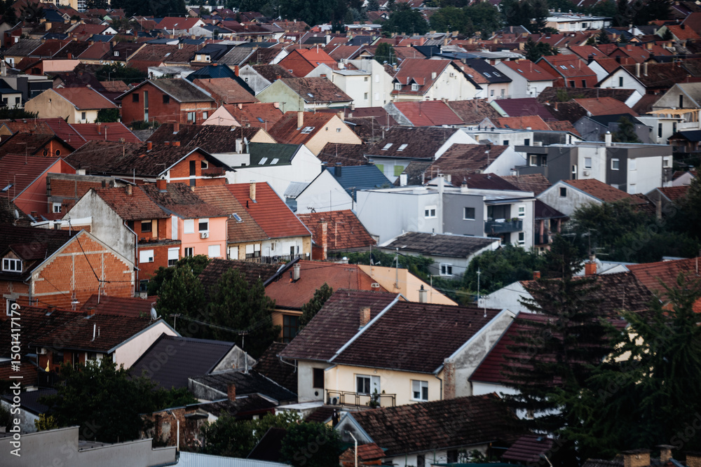 Panoramic view of European rooftops in Osijek Panoramic view of European rooftops in Osijek