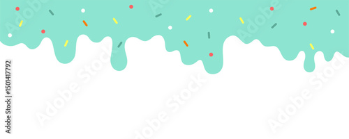Mint sauce with sprinkles ice cream toppings seamless for Banner border and decoration.