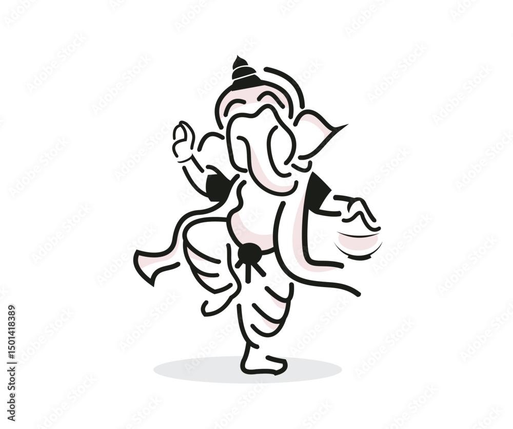 Fototapeta premium single line Ganesh chaturthi logo