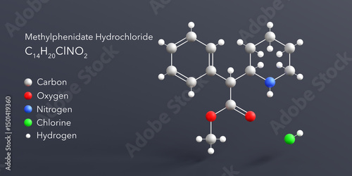 Fototapeta Naklejka Na Ścianę i Meble -  azelaic acid molecule 3d rendering, flat molecular structure with chemical formula and atoms color coding