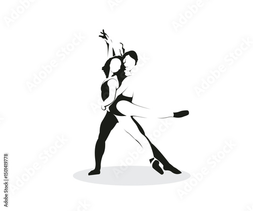 Ballet Silhouette Graceful Dance Duet