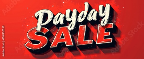Exciting payday sale banner with bold typography and vibrant red background, perfect for promotions, discounts, and marketing campaigns.