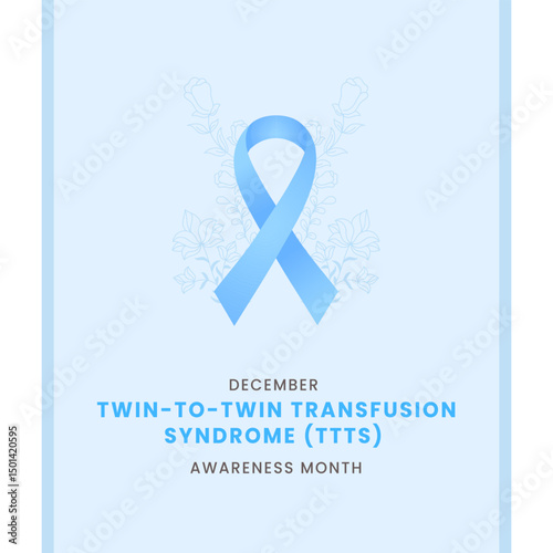 Twin to Twin Transfusion Syndrome awareness month background design with Blue silk ribbon.