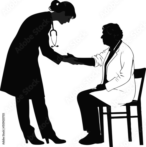 Doctor Comforting Patient Silhouette