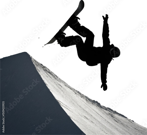 Snowboarder Air Trick Silhouette - Winter Sports Action