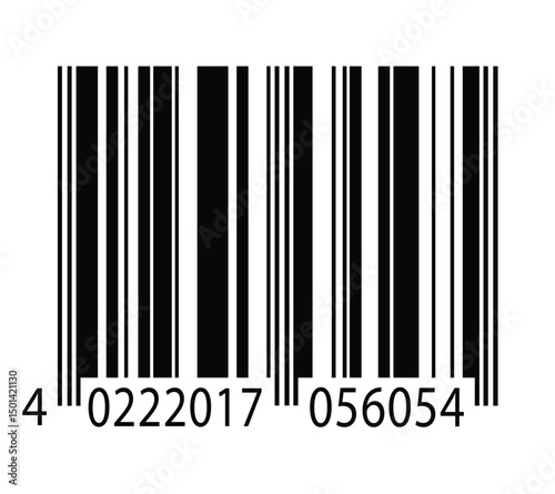 Black and white UPC barcode image with numeric code for retail product identification, inventory control, packaging labeling systems and supply chain management
