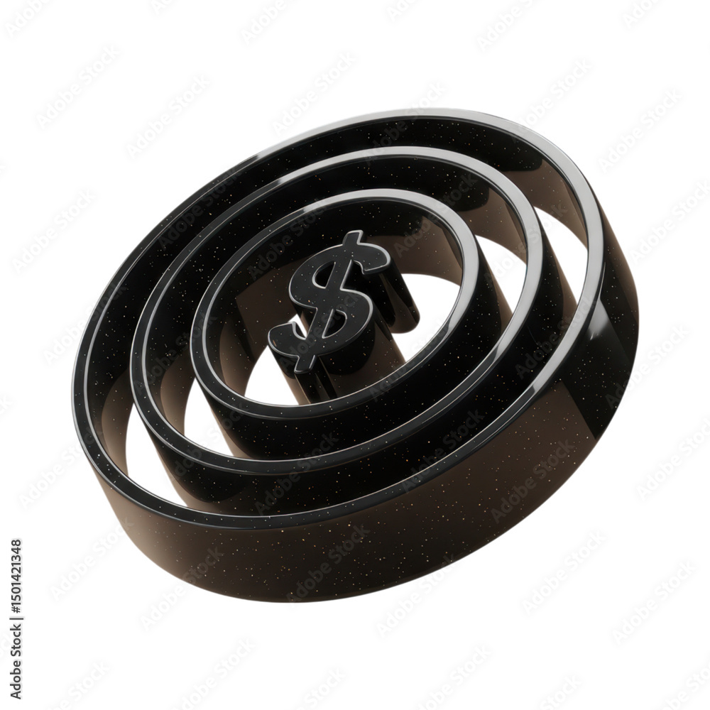 Obraz premium Black Dollar Sign Target Maze with Concentric Rings