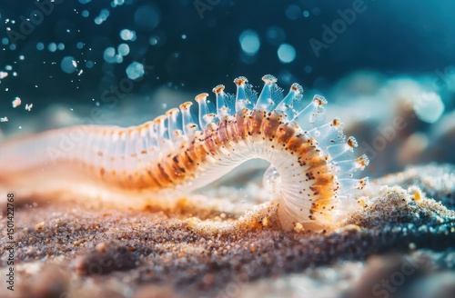 Highly magnified soil nematode in natural ecosystem view photo