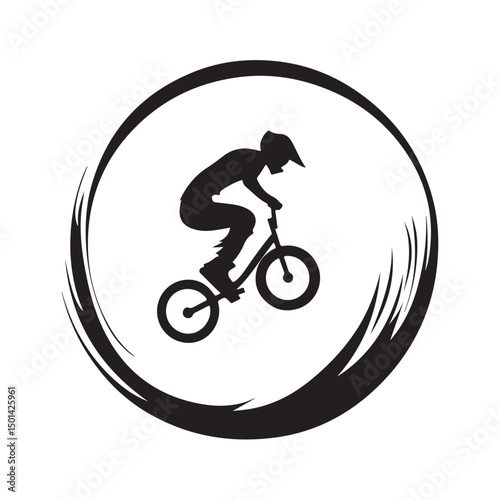 Vector illustration of a person riding a BMX bike, capturing action, sport, and urban lifestyle isolated on white background.