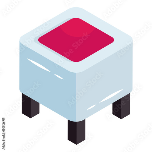 An isometric design icon of ottoman 