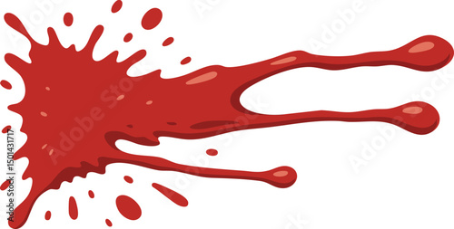 Dynamic and Vibrant Red Paint or Blood Splash Vector Illustration with Fluid and Energetic Design Elements for Creative and Artistic Projects
