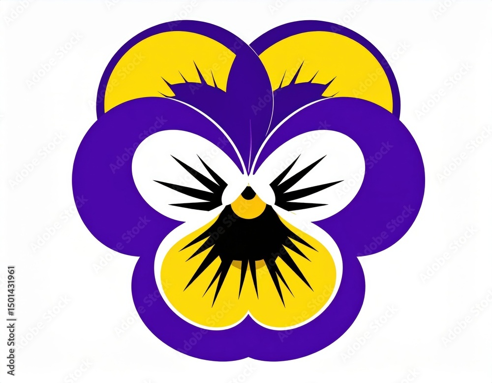 Obraz premium Vibrant Purple Pansy with Yellow Center and White Details
