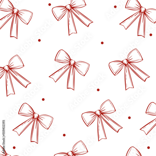Seamless hand drawn pattern with bows. Vector illustration.